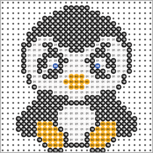 Bügelperlen Vorlage - Pinguin wütend - Raster