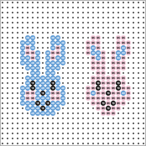 Bügelperlen Vorlage - Osterhasen Pärchen mit Raster Bügelperlen Vorlage - Osterhasen Pärchen mit Raster