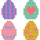 Bügelperlen Vorlage - Ostereier Einfach mit Raster Ostereier