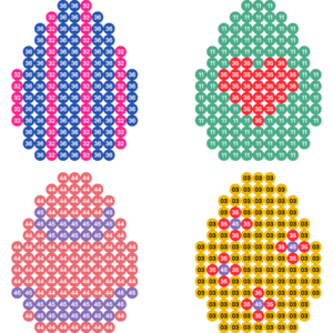 Bügelperlen Vorlage - Ostereier Einfach mit Raster Bügelperlen Vorlage - Ostereier Einfach mit Raster