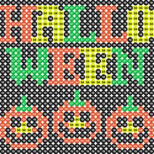 Halloween Schriftzug mit Kürbissen als Bügelperlen Vorlage