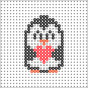 Bügelperlen Vorlage - Pinguin mit Herz - Raster Bügelperlen Vorlage - Pinguin mit Herz - Raster