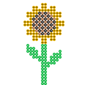 Blumen: Bügelperlen Vorlagen - gelbe Sonnenblume mit Stiel