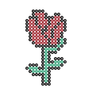 rote Rose mit grünem Stiel als Bügelperlen Vorlage