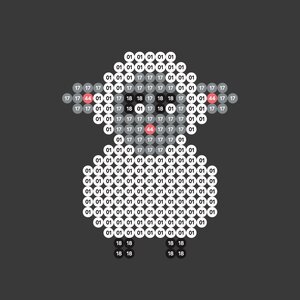 weißes Lamm mit grauem Gesicht als Bügelperlen Vorlage