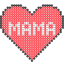 rotes herz mit "Mama" Inschrift - Bügelperlen Vorlage