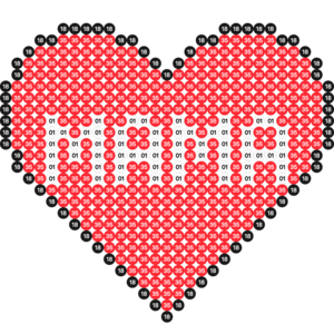 Alle Bügelperlen Vorlagen: rotes herz mit "Mama" Inschrift - Bügelperlen Vorlage